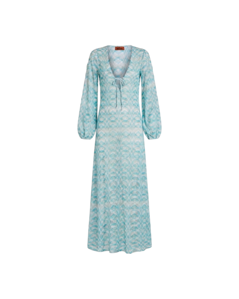 MISSONI LONG COVER UP-MULTICOLOR STEREO PATTERN RASCHEL w/ LUREX