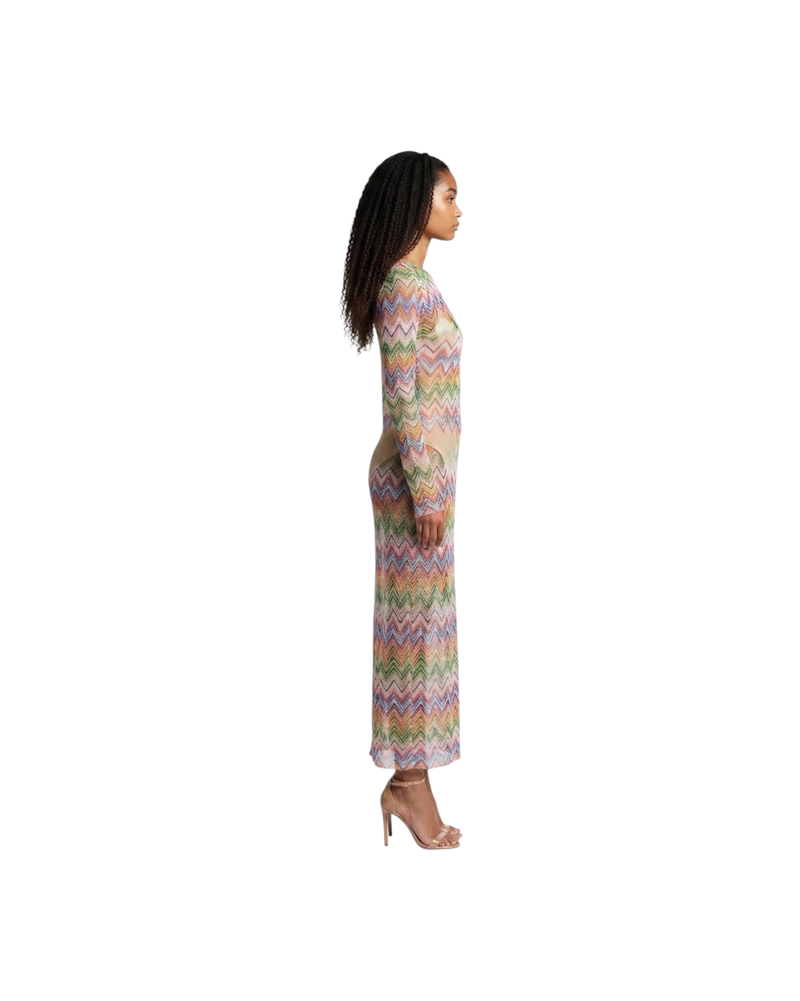 MISSONI LONG COVER UP-MULTICOLOR LACE-LOOK CHEVRON JERSEY MODEL