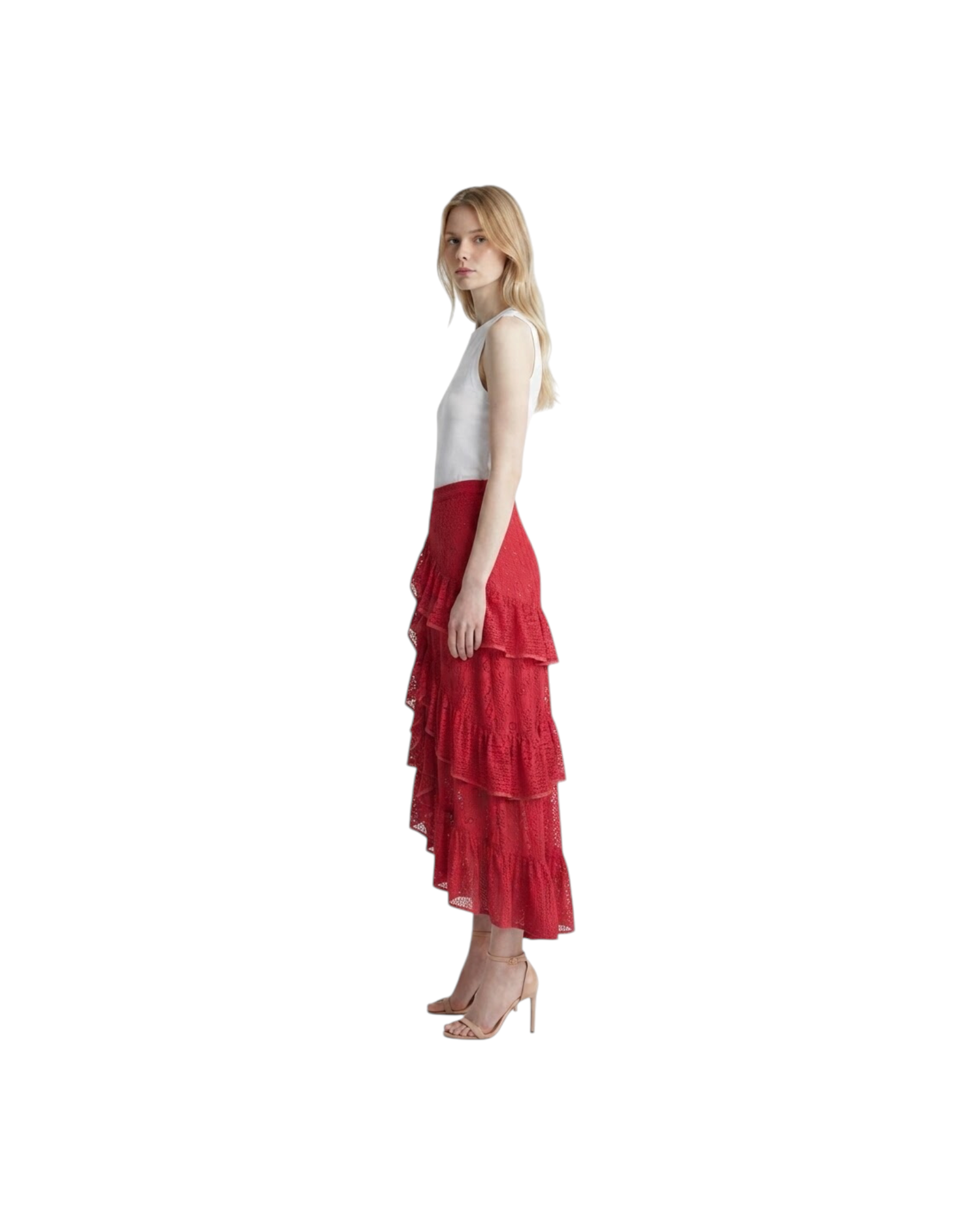 PATBO RUFFLED LACE BEACH SKIRT MODEL